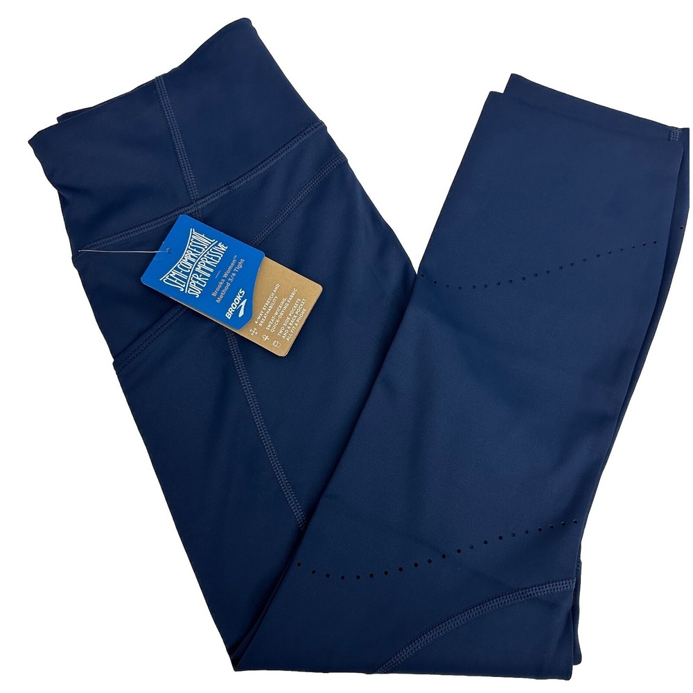 Brooks Women's Run Happy Method 3/4 Tights Navy Size XXL New